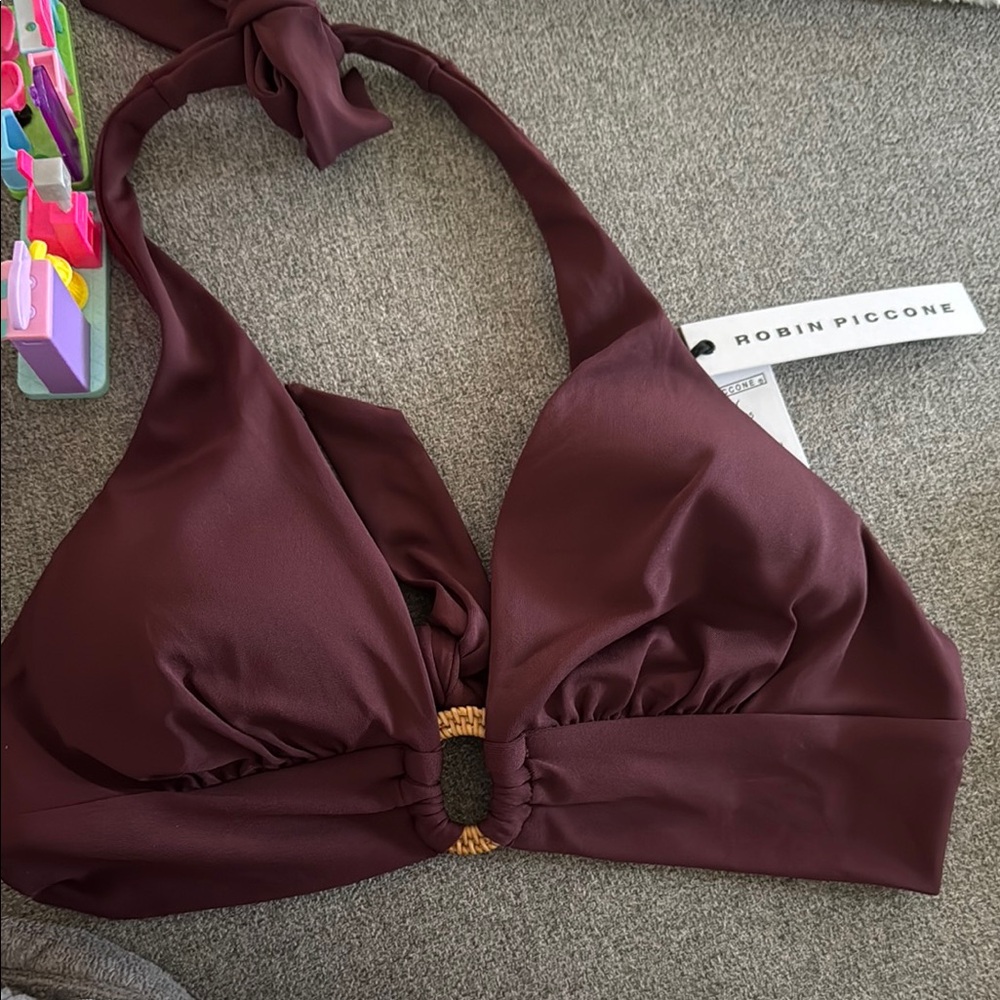 Robin Piccone Burgundy Bikini Top